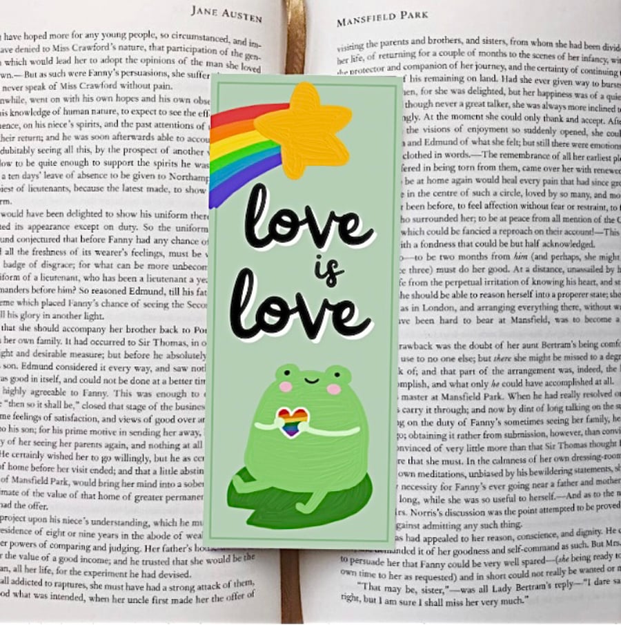 Pride Froggo Rainbow Love is Love Inspired Quote Bookmark