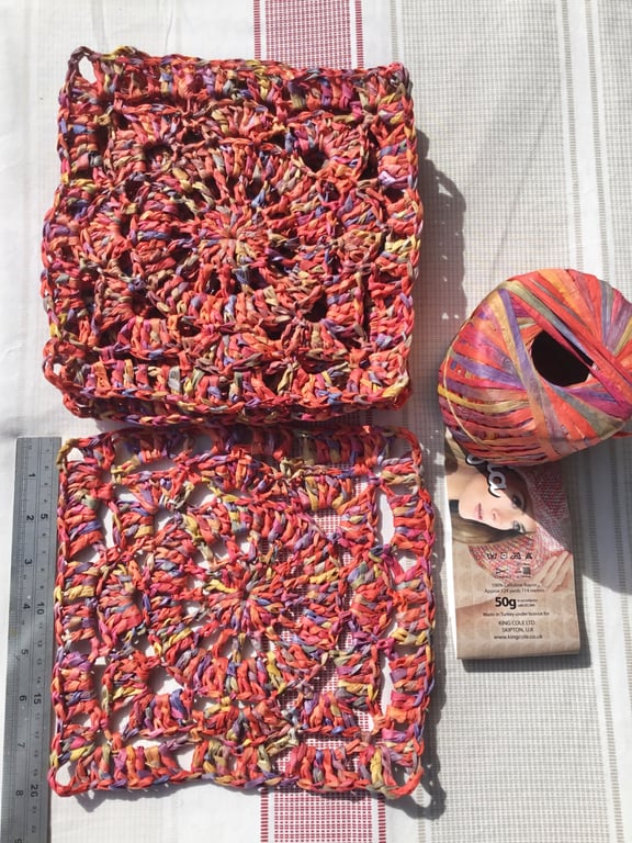 Large Raffia Granny Crochet x 6, Extra For Sewing, Craft Supplies
