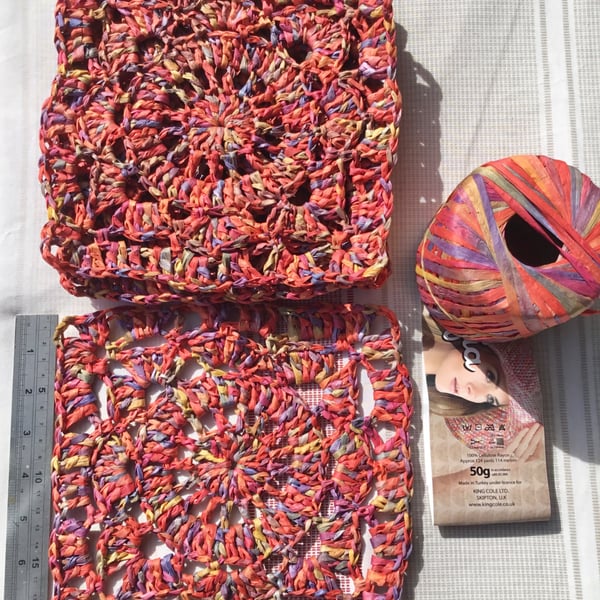Large Raffia Granny Crochet x 6, Extra For Sewing, Craft Supplies