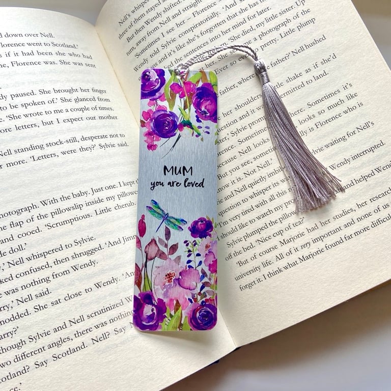 SALE Floral Book mark, Mum you are loved. Mother's day gift. 