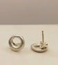 Sterling Silver Circle Stud Earrings - Organic Irregular Round Studs - Image 10