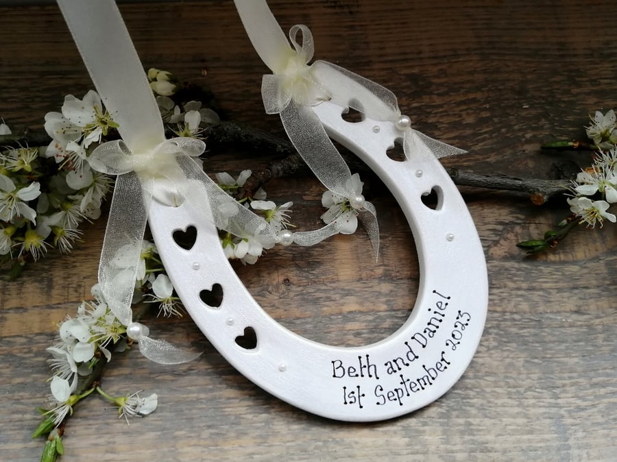 NEW! Ceramic Personalised Wedding Horseshoe
