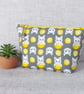 Make up bag, zipped pouch, cats, lemons