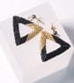 Gold and Black Triangle Beaded Earrings - Image 1