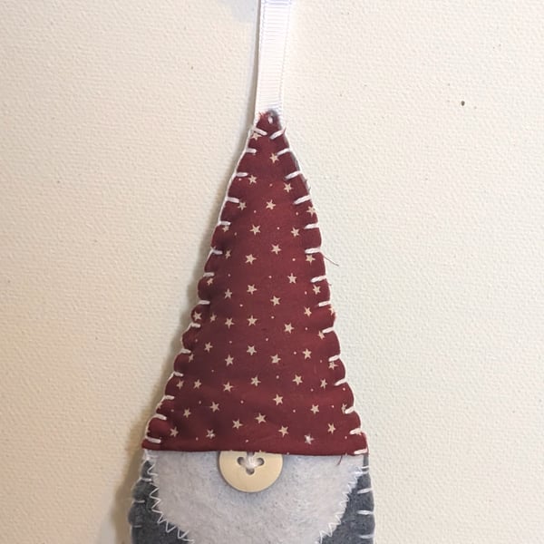 Handmade handstitched felt gonk - red star hat