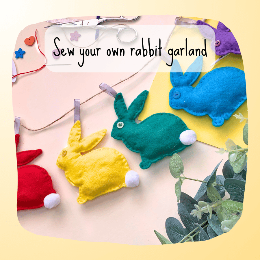 Sew Your Own Rabbit Garland, DIY Garland Sewing Kit, Eco Friendly Crafts
