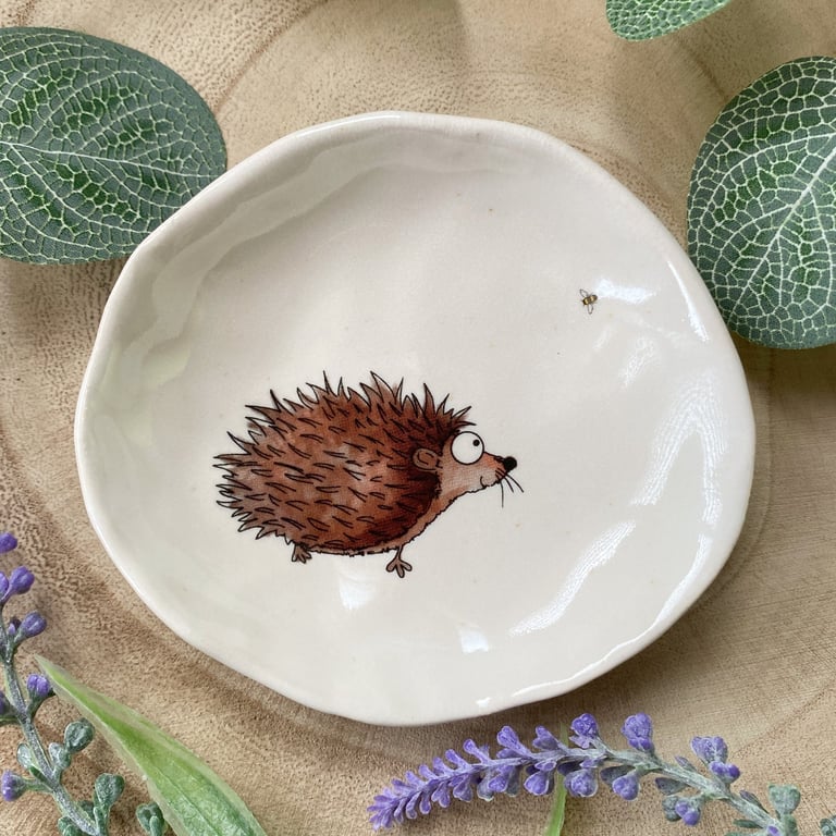 Hedgehog with Bee Handmade Ceramic Dish
