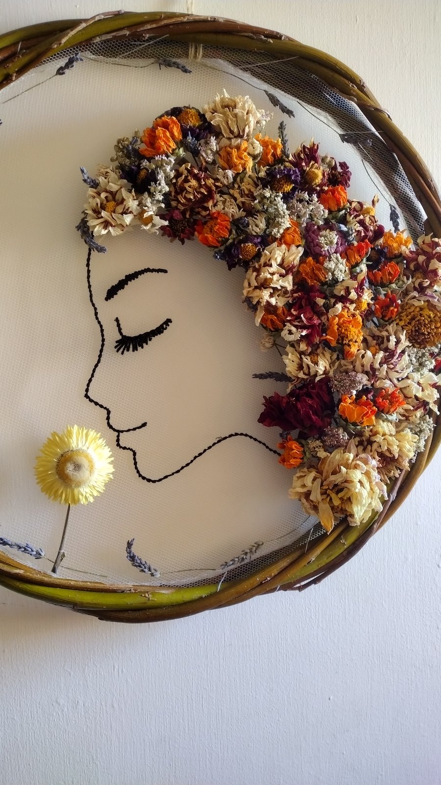 Dried flower wall art - smell the flowers