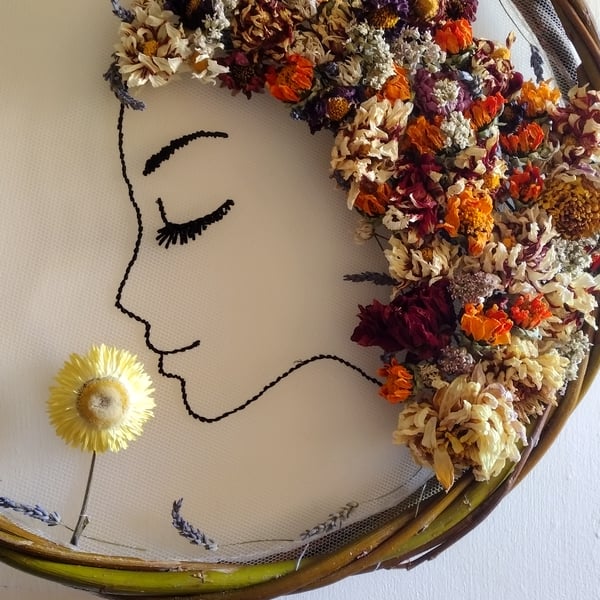 Dried flower wall art - smell the flowers