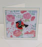 Birthday card, handmade, with removable clay chaffinch fridge magnet keepsake 