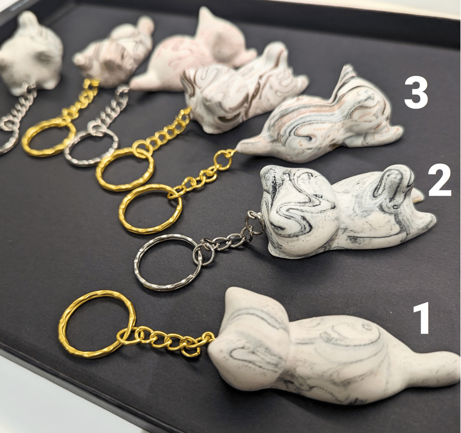 Handmade Unique Cat Keychain – One-of-a-Kind Colours & Patterns
