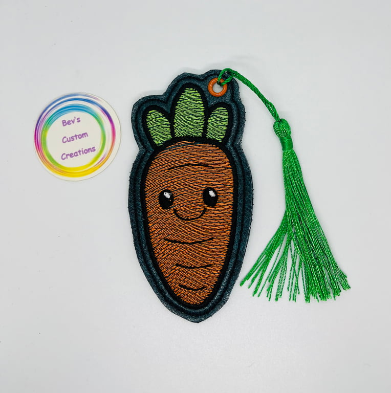 carrot, Embroidered Bookmark,  