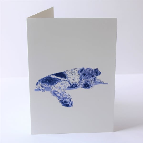 Blue Fox Terrier Drawing Card