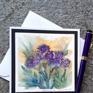 Handpainted Blank Card. Thistles. Letterbox Gift. Keepsake