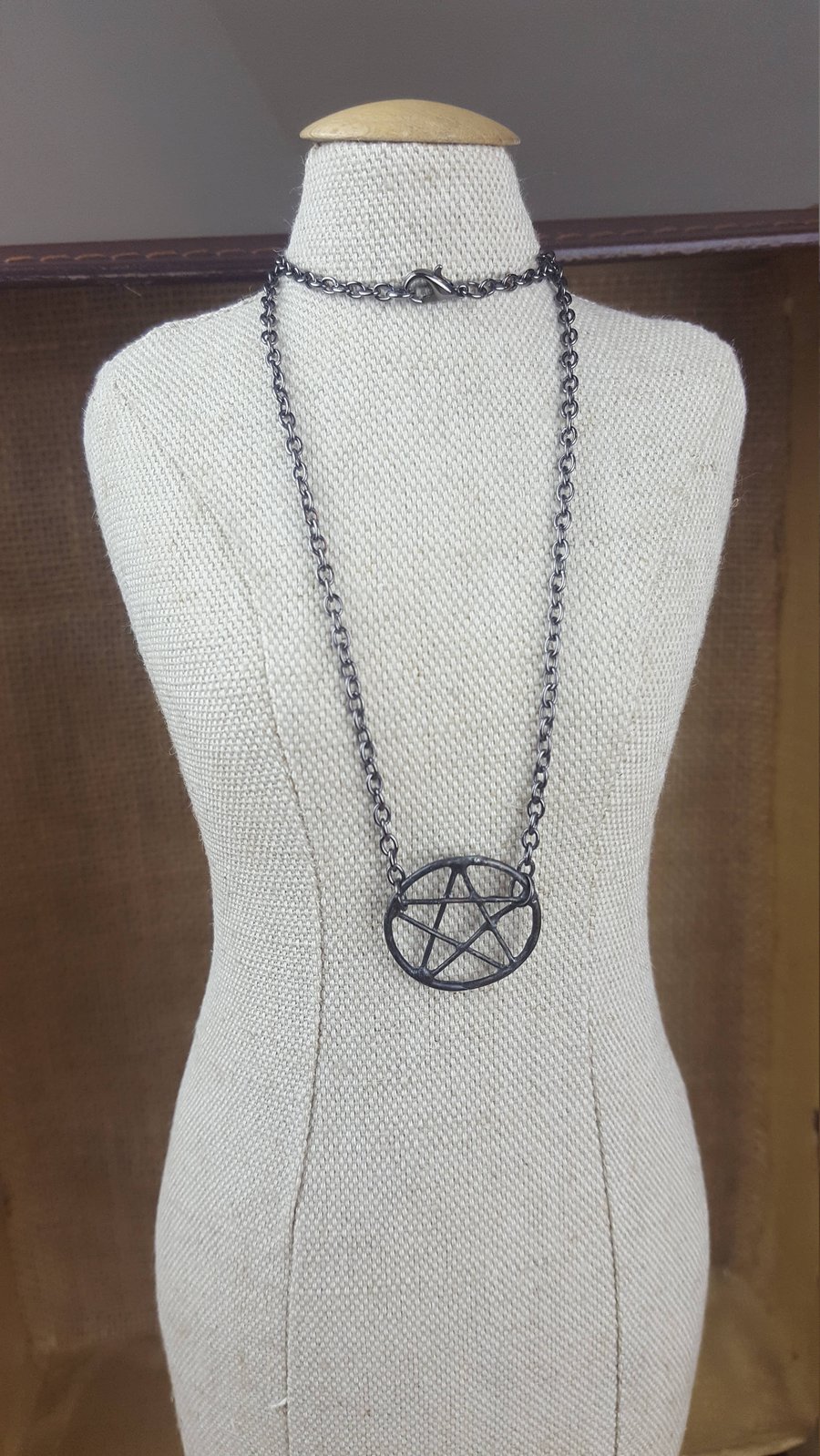 Pentagram pendant, gothic style necklace, rustic, protect from evil, celti, blac