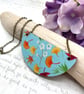 Imperfectly Perfect - Japanese foliage fabric and wood statement necklace - Image 6