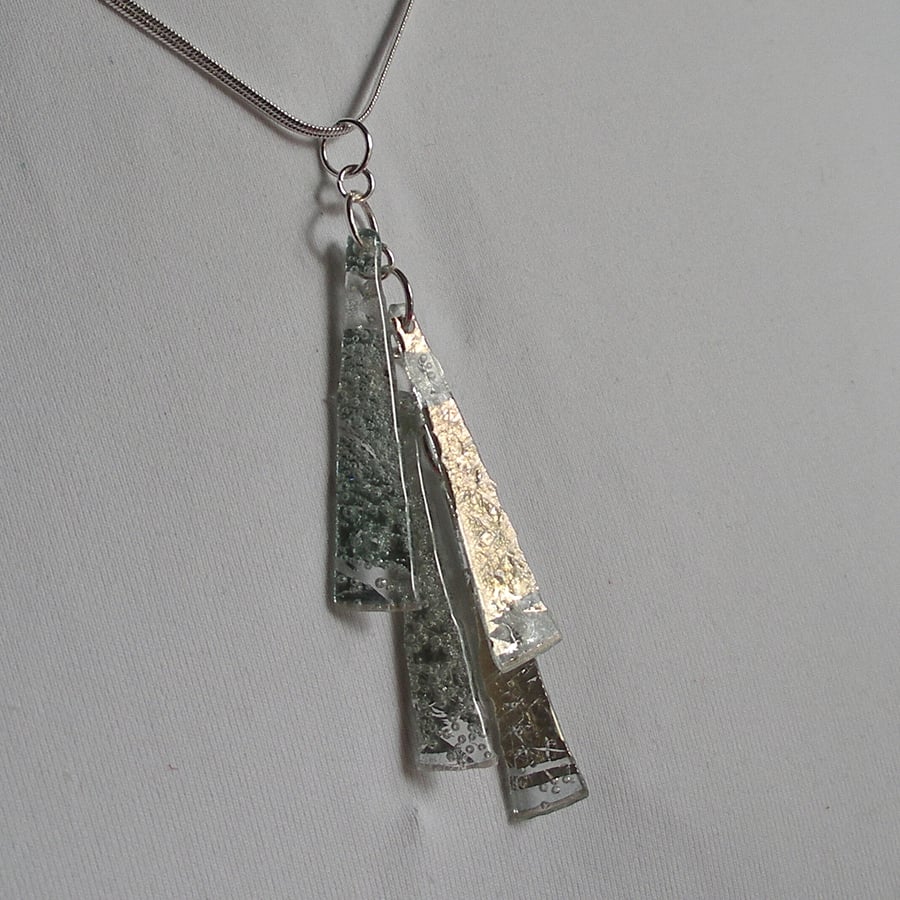 Sea green silvery four piece pendant.