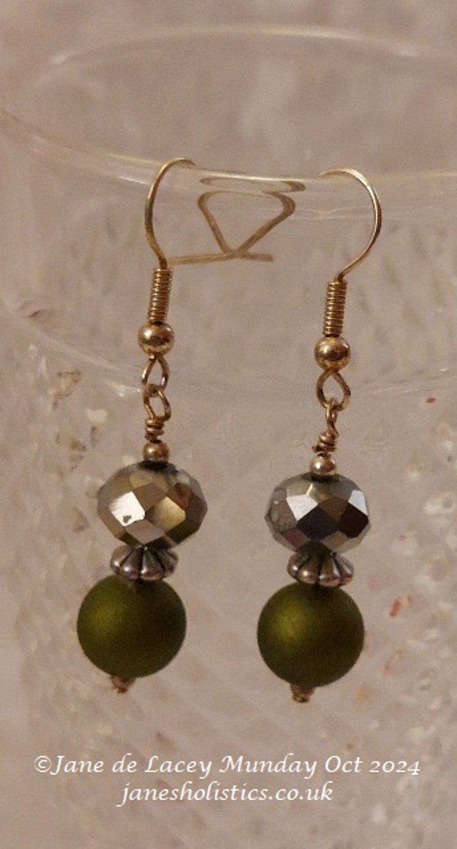 Green and Sparkly Drop Earrings