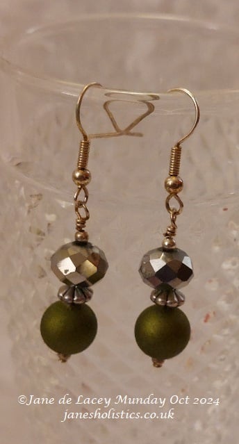 Green and Sparkly Drop Earrings