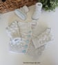 Hand Knitted  Baby Boy's Bobble Cardigan Set with Merino Wool 3-6 months 