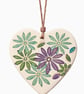 Hand drawn ceramic hanging heart