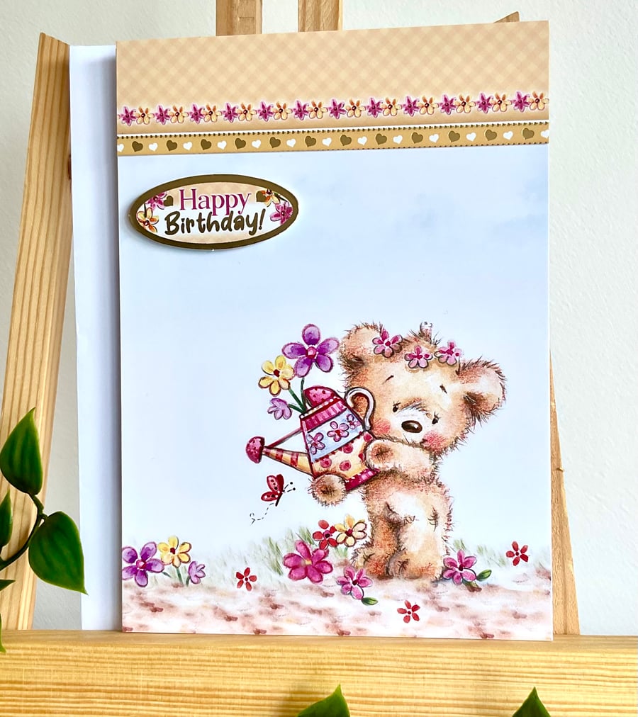 Birthday Card. Bear. Birthday for Him, Her or a Child. Cute Bear Birthday Card.
