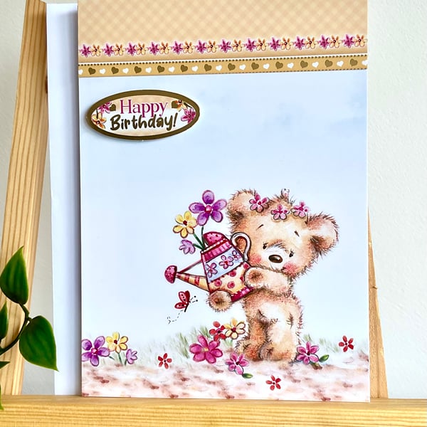 Birthday Card. Bear. Birthday for Him, Her or a Child. Cute Bear Birthday Card.