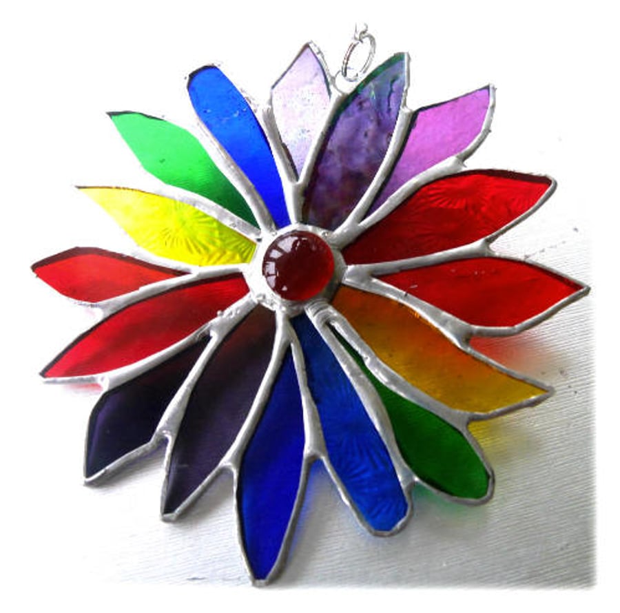 Rainbow Flower Stained Glass Suncatcher 065
