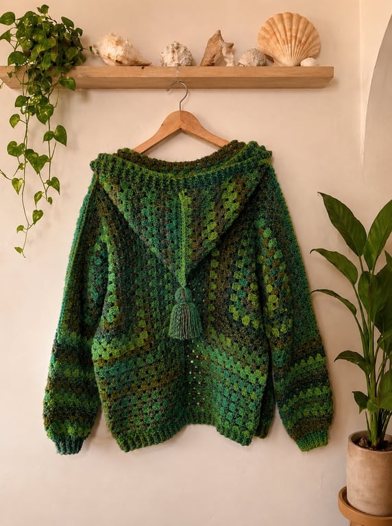 Hooded Crochet Cardigan Jacket One Size M-XL