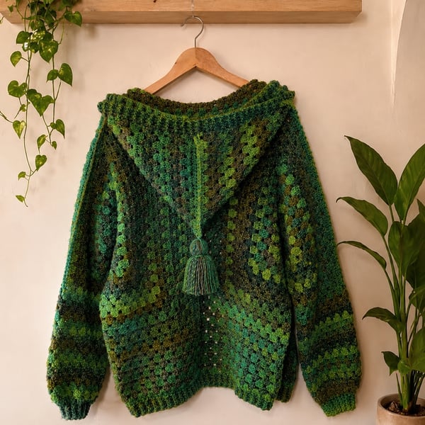 Hooded Crochet Cardigan Jacket One Size M-XL