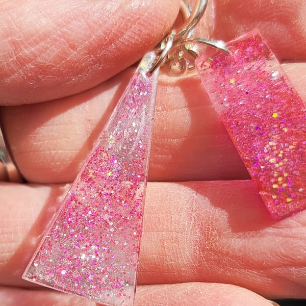Hot pink resin earrings, different shapes to be different