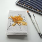 A6 free hand embroidered floral notebook - yellow chrysanthemum
