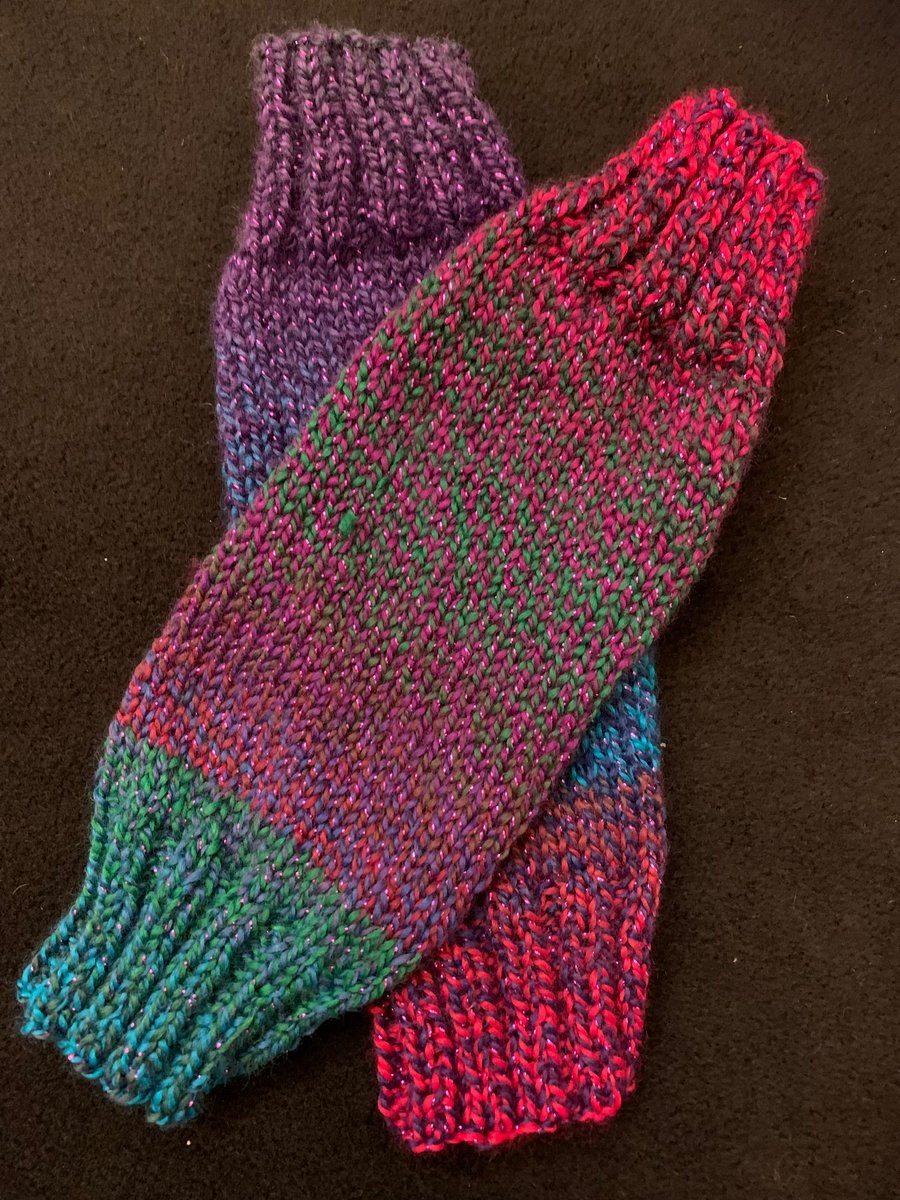 Hand Knitted Sparkly Fingerless Wrist Warmers