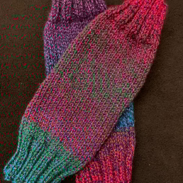 Hand Knitted Sparkly Fingerless Wrist Warmers