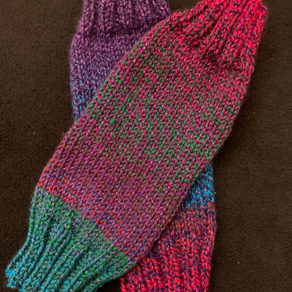 Hand Knitted Sparkly Fingerless Wrist Warmers