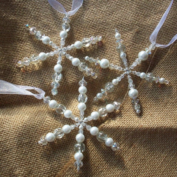 Set of Three small snowflake decorations
