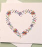 Hand drawn Heart and Flowers Card