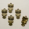 5   Antique Bronze Owl Charms