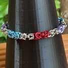 Multi colour chainmaille- Unique rare bracelet 