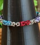 Multi colour chainmaille-Red blue and silver bracelet 