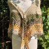 Unique Handmade Triangle Lace Shawl in soft Earthy Tones