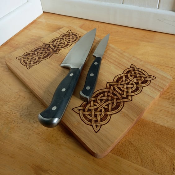 Pyrography Celtic knotwork wooden serving or chopping board