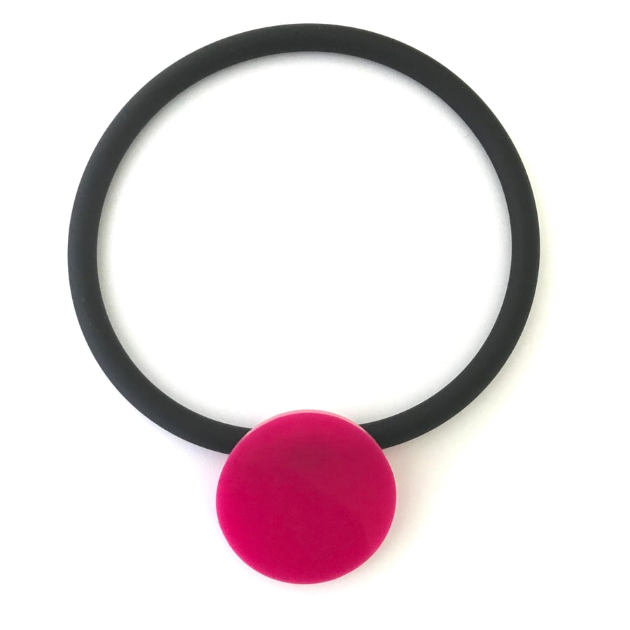 Big Pink Circle Pendant and Choker