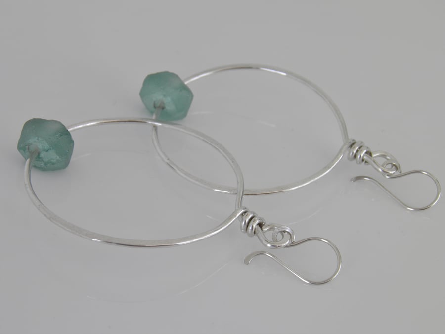 Sea Glass Sterling Silver Earrings 