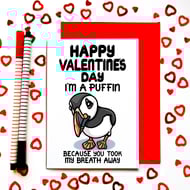Funny Puffin Valentine’s Day Card, Valentines For Partner, Him, Her