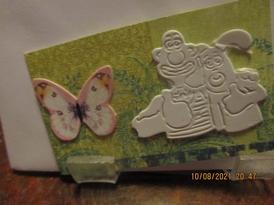 Butterfly and Wallace and Gromit Mini Card