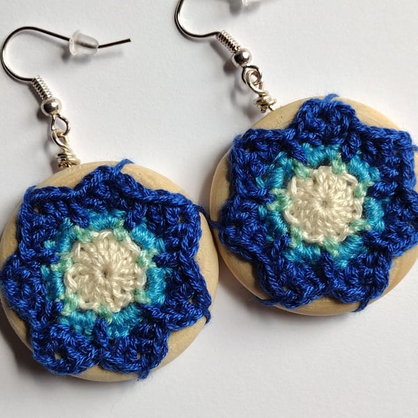 Micro crochet mandala earrings