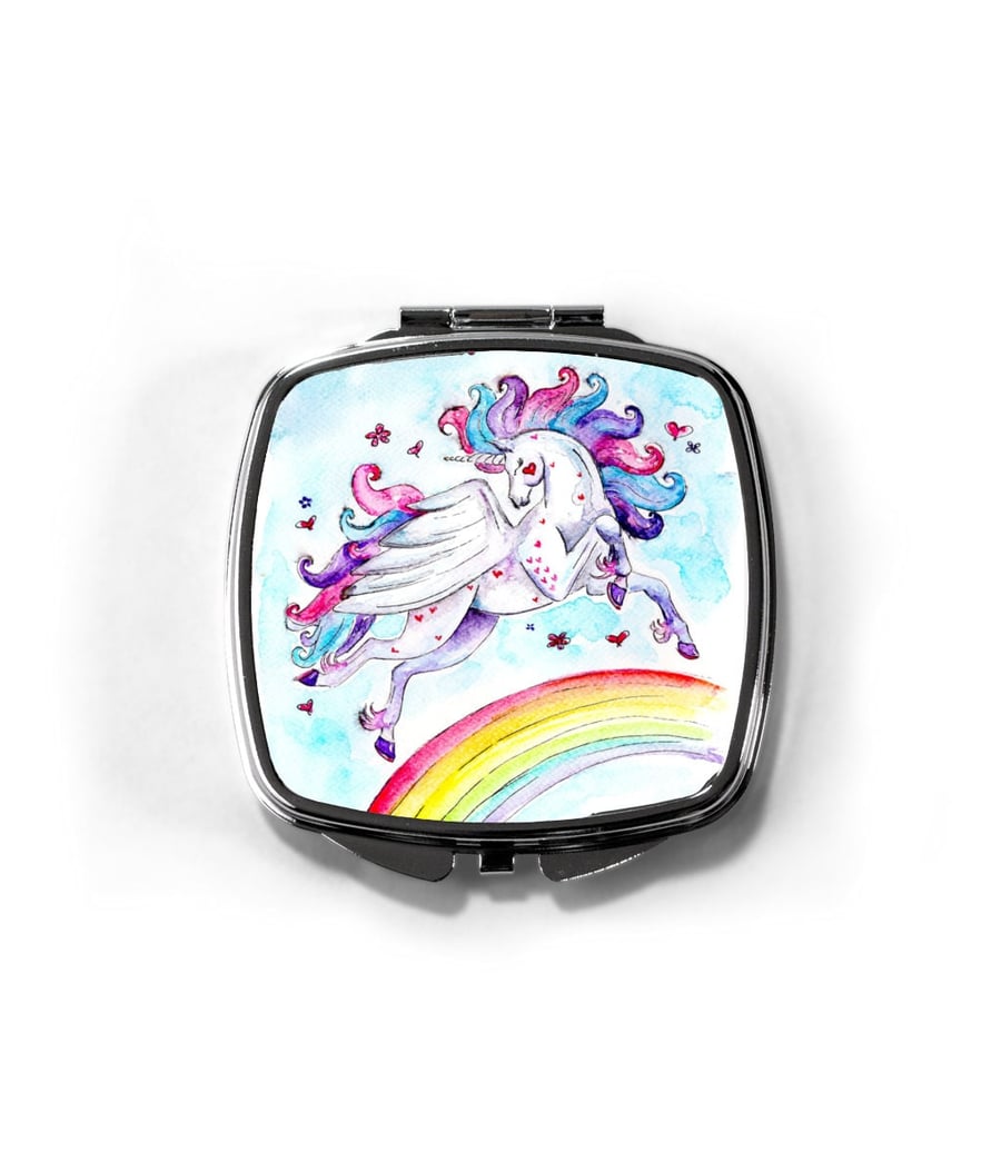 Unicorn Pocket Mirror Pegasus Compact Mirror Magical Christmas Stocking Filler S