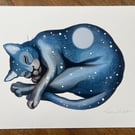 Summer Seconds: Lunar Cat Dreaming - signed Giclee print