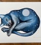 Summer Seconds: Lunar Cat Dreaming - signed Giclee print